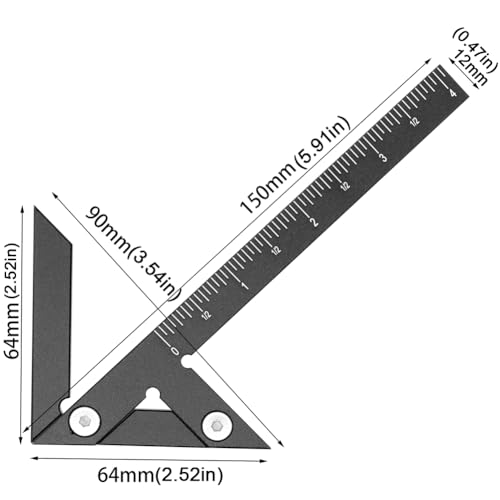 KETIPED Aluminum Imperial Circle Center Positioning, 45/90 Degree Positioning Ruler, Right Angle Positioning, Centerline Positioning, Multi-Function Arrow Ruler, High-Precision Measuring Ruler,044BK - Image 2