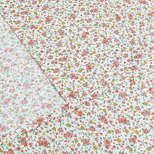 DAUAOTO 100% Cotton Bedding Printed Sheets Set for Full Size Bed Up to 14" Deep Mattress, Ditsy Floral Pattern Bedlinen Sets, Pink - Image 4