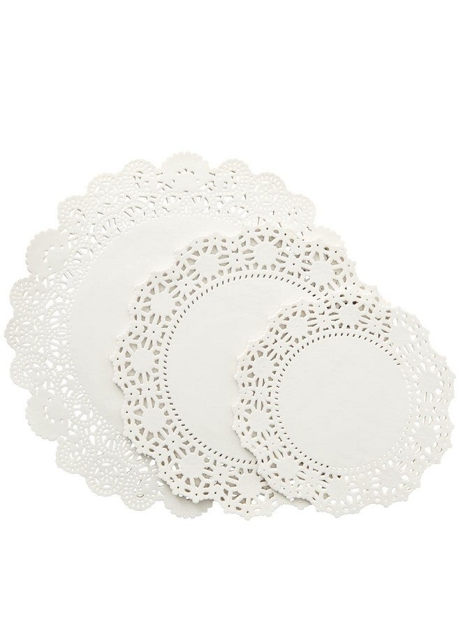 Juvale 150 Pack Round White Paper Doilies Assorted Sizes for Cake, Food, Dessert - Lace Paper Placemats for Crafts, Plates, Party Table, Wedding (6.5, 8.5, and 10.5 Inch) - Image 1
