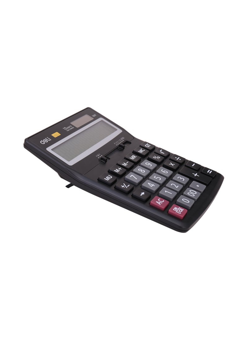 Deli Deli 12-Digit Calculator - Dual Power, Plastic, Black, 3 Years Warranty, E1507  - Image 4