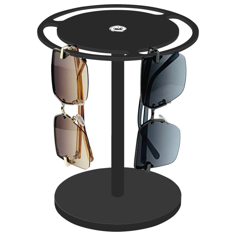 Bigfety Bigfety Acrylic Sunglasses Holder Stand with 360 Rotating Eyeglasses Display Rack Black Glass Tabletop Organizer 