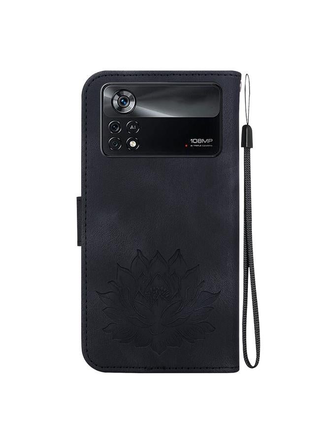 erorex Case For Xiaomi Poco X4 Pro 5G Lotus Embossed Leather Phone Case - Image 3