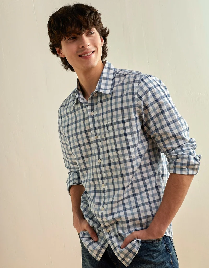 American Eagle AE Slim Fit Poplin Button-Up Shirt