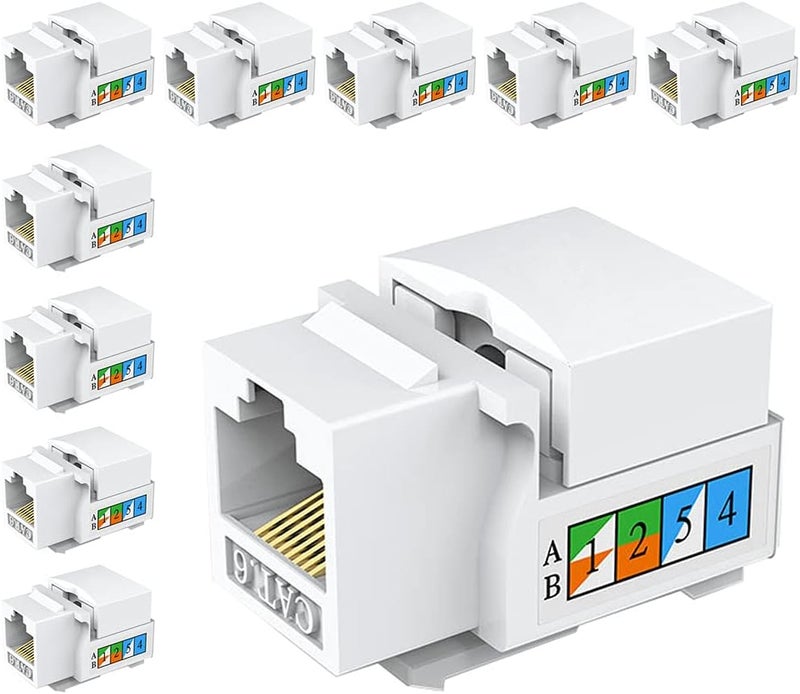 Greluma جريلوما ()، 6 قطع من موصلات RJ45 لشبكات الإيثرنت، محمية ضد التداخل الكهربائي، مناسبة لأسلاك الإيثرنت من نوع Cat7، Cat6، Cat5e، وCat5، لتمديد الأسلاك من نوع ذكر إلى أنثى. - Image 1