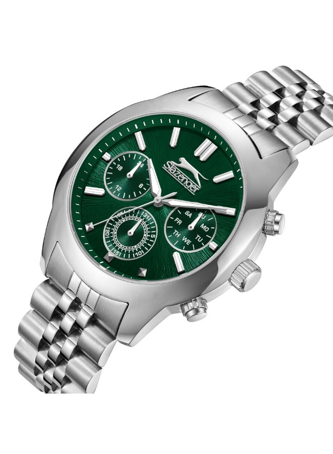 سلازنجر ساعة رجالية متعددة الوظائف بسوار معدني فضي - Image 2