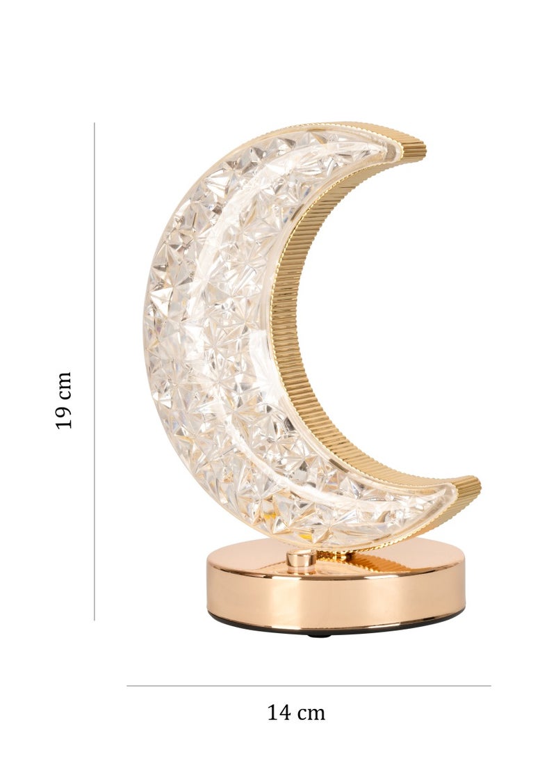 هلالفل هيلالفول كريستال الهلال مصباح الطاولة | الديكور الإسلامي مصباح LED لغرفة النوم وغرفة المعيشة | مصباح الهلال رمضان قابل للتعديل لعيد ، الديكور المنزلي والهدايا - Image 2