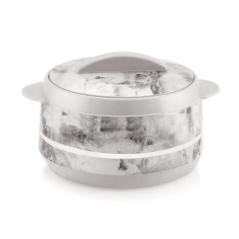 Liza طقم هدايا LIZA Palazio 3PC مع قدر دائري بتشطيب رخام مع داخلية من الفولاذ المقاوم للصدأ | معزول PU | خالي من BPA | مقاوم للروائح | درجة غذائية | مثالي للطعام الساخن والبارد (1200 مل + 1600 مل + 2000 مل) (أبيض) - Image 5