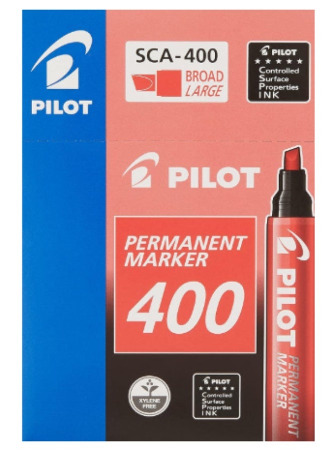 Pilot Marker Pen, Red Chisel Tip, 12 Pens