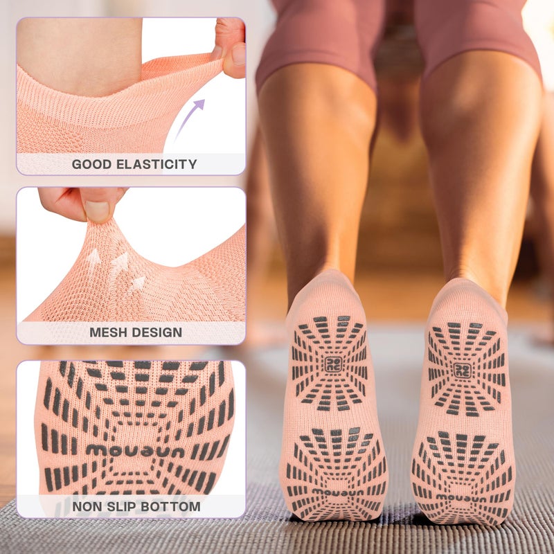 unenow 5 Pairs Pilates Socks for Women Non Slip Socks with Grips for Yoga Hospital Barre Barefoot - Image 5