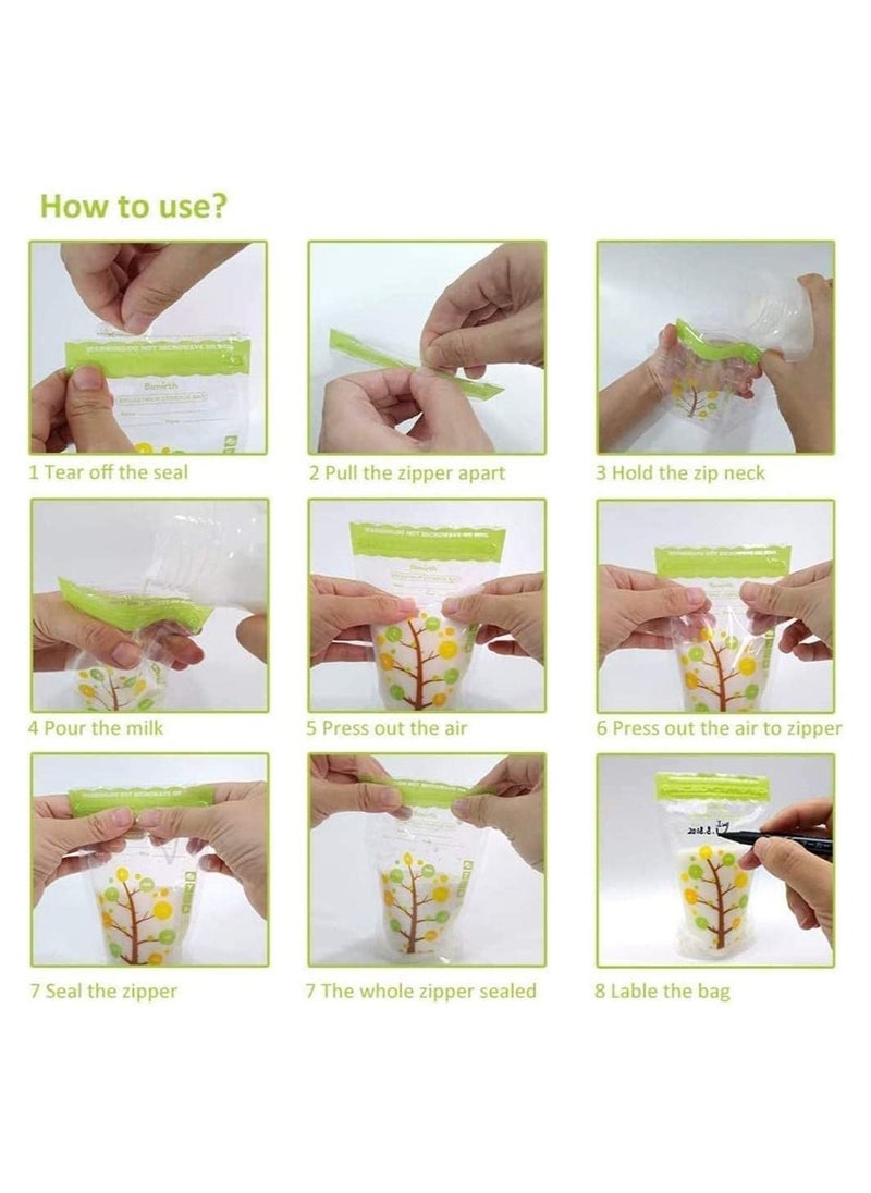 Bimirth 112 Piece Baby Self-standing Bottom Design Breast Milk Storage Bags With Double Zipper  - Image 4