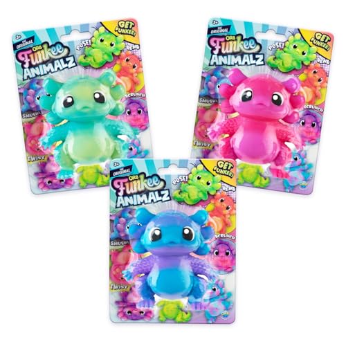 The Orb Factory ORB Funkee Animalz Squishy Axolotl Toy Mega 3 Pack Adorable Stretchy Axolotl Squishy Toys Fun Axolotl Squishies Stress Ball Toys Sensory and Fidget Funkee Monkee Axolotl Toys for Kids and Adults - Image 1