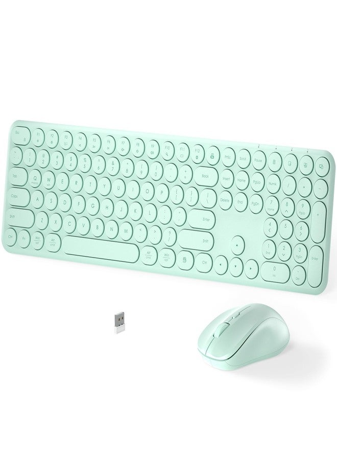 MPTOG Wireless Keyboard and Mouse Set - MPTOG Full-Sized 110Pcs Slim Round Key Design, Quiet Typing, Adjustable DPI Ergonomic Mouse, Wireless Combo for PC, Mac, Laptop, Tablets(Mint Green) - Image 1