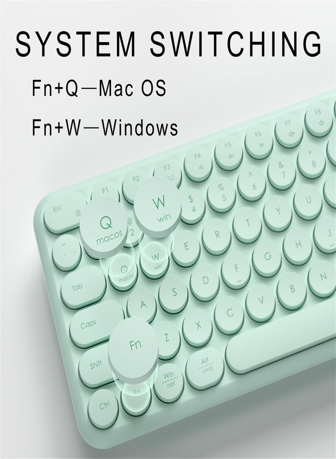 MPTOG Wireless Keyboard and Mouse Set - MPTOG Full-Sized 110Pcs Slim Round Key Design, Quiet Typing, Adjustable DPI Ergonomic Mouse, Wireless Combo for PC, Mac, Laptop, Tablets(Mint Green) - Image 4
