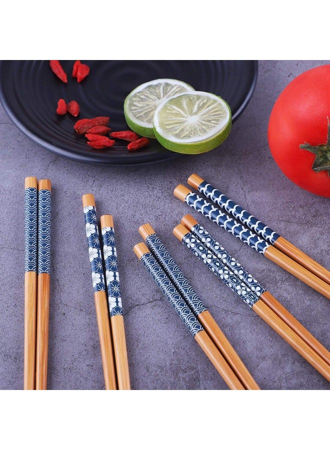 Antner 5 Pairs Natural Bamboo Chopsticks Reusable Classic Japanese Style Chop Sticks Gift Sets, Dishwasher Safe, 8.8 Inch/22.5cm - Image 5