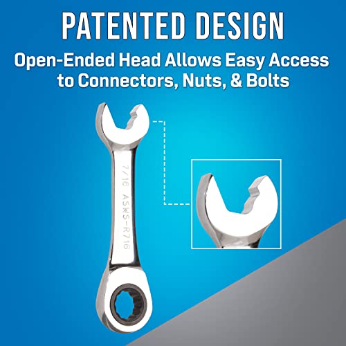 Jonard Tools ASWSR716 Stubby Ratcheting Combination Speed Wrench Angled Head 716 - Image 3