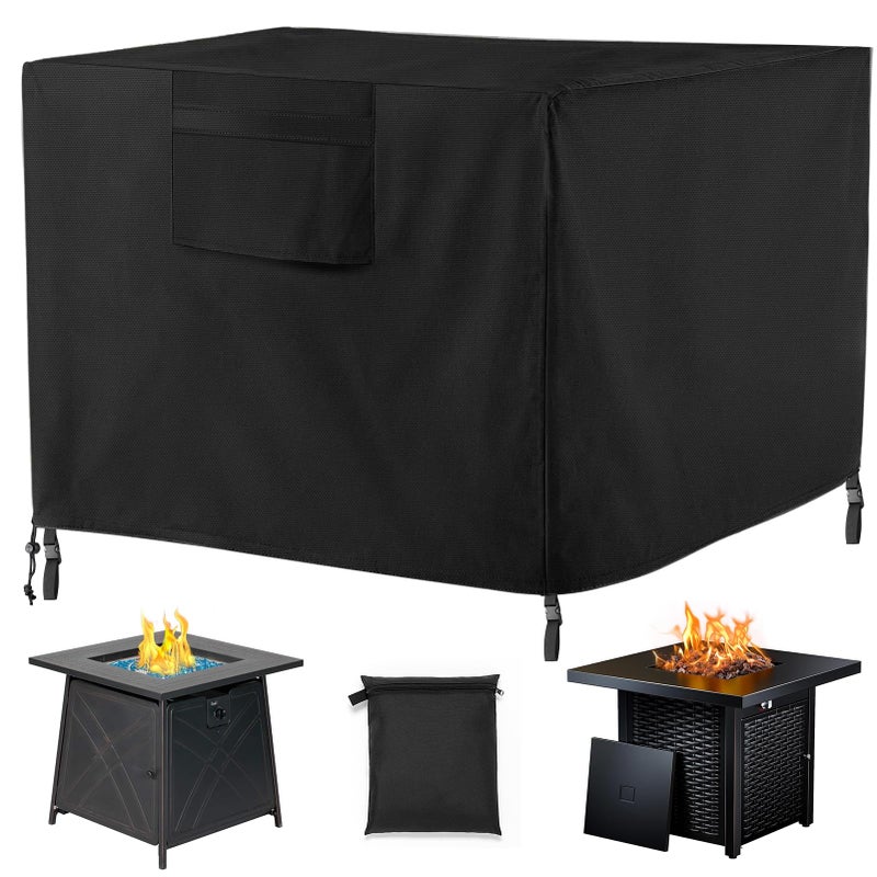 havyduti Fire Pit Cover with Air Vents and Handles Square 28 inch28 L x 28 W x 25 H Fire Pits Table Covers Buildin Buckle Straps and Adjustable Drawstring Heavyduty and Weatherresistant Oxford Fabric - Image 2