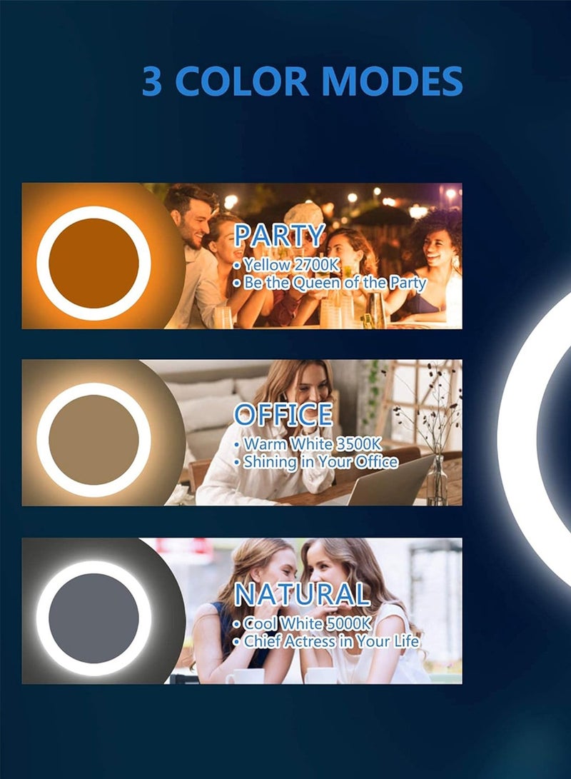 Sharpdo Handheld Folding Makeup Mirror with LED Light,USB Rechargeable 7.5*7.5*2CM - Image 2