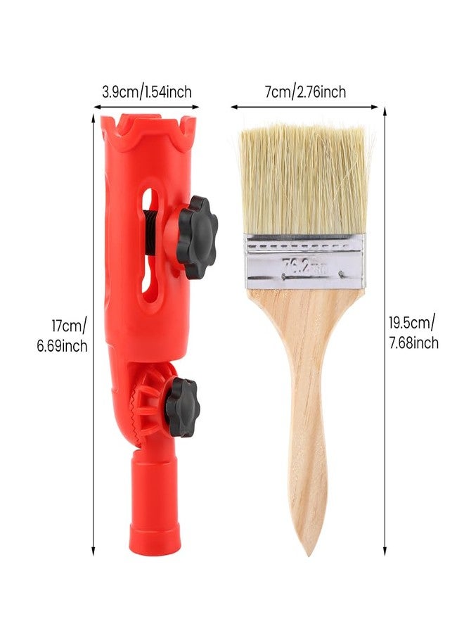 Trasylph Multi-Angle Paint Brush Extender with 1 Brush, Extension Pole Attachment Holder for Paint-Brush, Roller, Scraper, Paint-Edger-Tool for High Ceilings, Walls, Trim, Corner (Color:Red) - Image 2
