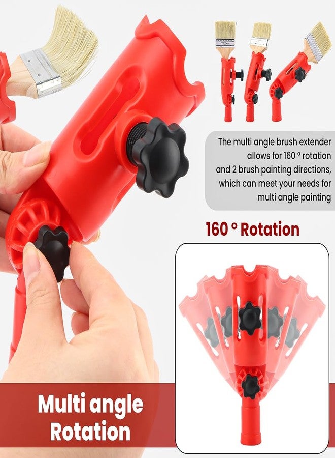 Trasylph Multi-Angle Paint Brush Extender with 1 Brush, Extension Pole Attachment Holder for Paint-Brush, Roller, Scraper, Paint-Edger-Tool for High Ceilings, Walls, Trim, Corner (Color:Red) - Image 3