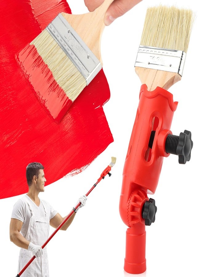 Trasylph Multi-Angle Paint Brush Extender with 1 Brush, Extension Pole Attachment Holder for Paint-Brush, Roller, Scraper, Paint-Edger-Tool for High Ceilings, Walls, Trim, Corner (Color:Red) - Image 1