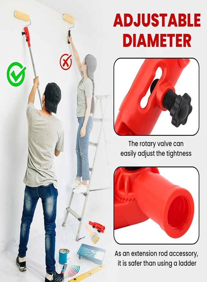 Trasylph Multi-Angle Paint Brush Extender with 1 Brush, Extension Pole Attachment Holder for Paint-Brush, Roller, Scraper, Paint-Edger-Tool for High Ceilings, Walls, Trim, Corner (Color:Red) - Image 4