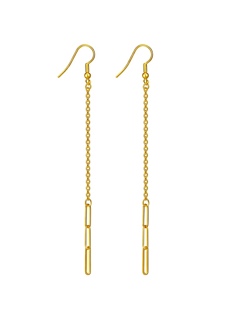 Julia Store 18K Gold Plated Stainless Steel Aesthetic Exquisite Luxury Elegant Dainty Cute Trendy High-End Hypoallergic Tassel Paperclip Chain Long Dangle Earrings Women Jewelry Gift - Image 1