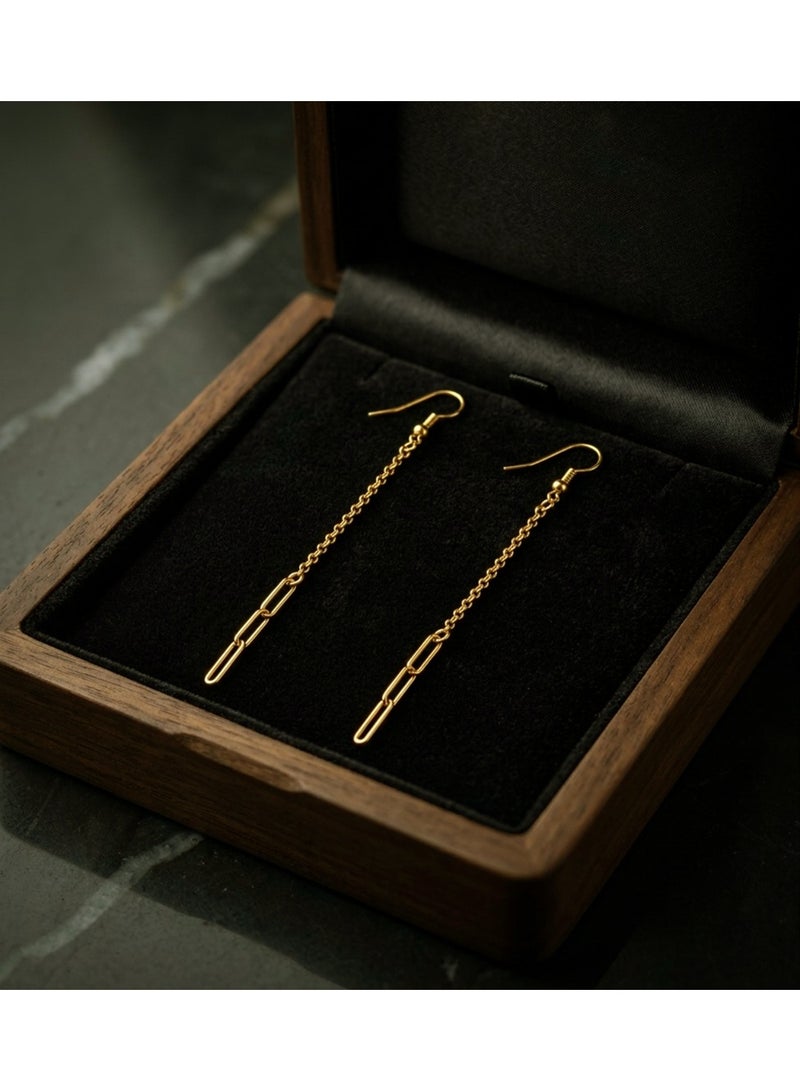 Julia Store 18K Gold Plated Stainless Steel Aesthetic Exquisite Luxury Elegant Dainty Cute Trendy High-End Hypoallergic Tassel Paperclip Chain Long Dangle Earrings Women Jewelry Gift - Image 2