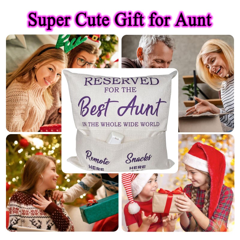 CYMROK Aunt Gifts from Niece Nephew  Two-Pocket Aunt Throw Pillow Covers 18x18 Inch  Great Auntie Gifts for Birthday Christmas Anniversary Mothers Day Thanksgiving Day - Image 3