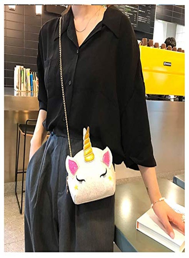 حقيبة يد نسائية مزينة بالترتر اللامع على شكل وحيد القرن، حقيبة كتف كروسبودي، حقيبة يد، حقيبة صدفية - Image 2