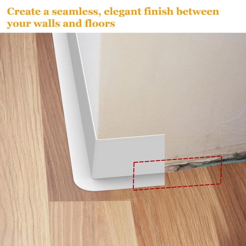Nayotaa Self-Adhesive Flexible Baseboard Molding Trim â€“ 20 Ft Vinyl Wall Base for Curved Walls and Uneven Floors, Protect or Decorate Apartment, Kitchen, Bathroom Walls, Waterproof Peel and Stick Installation - Image 3