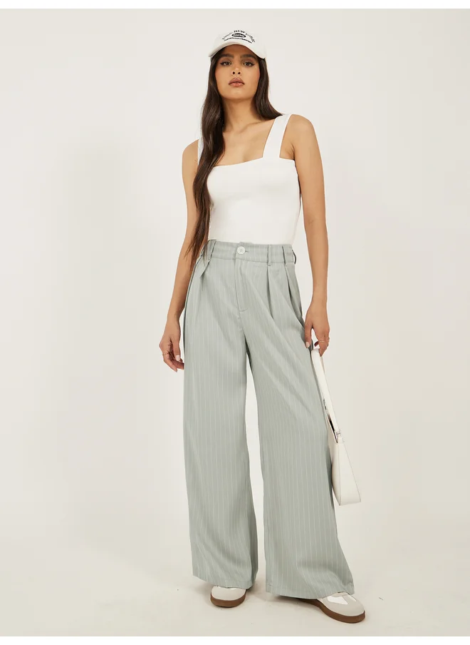 تايك تو Take Two Women Striped Pleated Wide Leg Pants