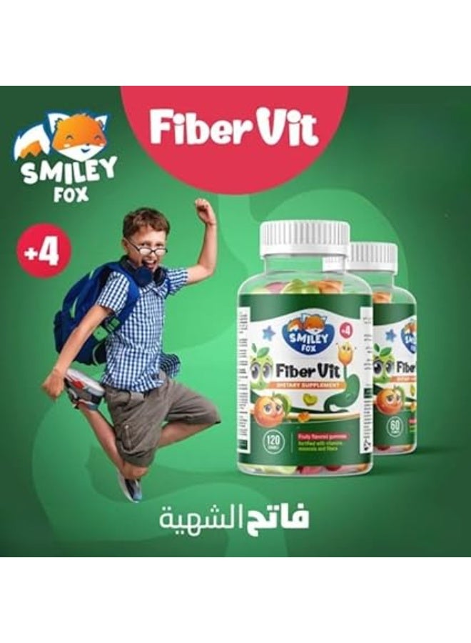 سمايلي فوكس  فايبر فيت – بنكهة الفواكه – 60 قطعة حلوى – دعم يومي للجهاز الهضمي - Image 1