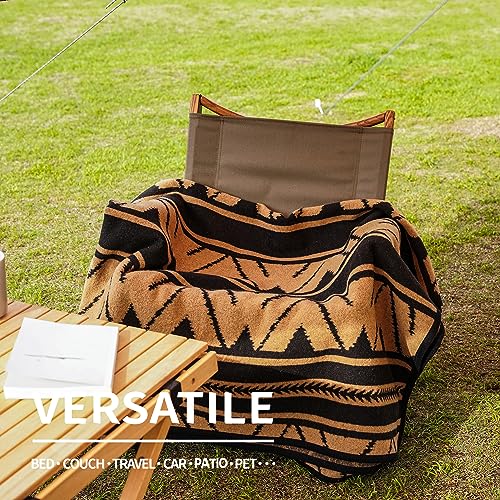 ACUSHLA Merino Wool Camp Blanket - Soft Warm Thick Washable Large Outdoor Camping Travel Throw Blanket All Weather, Sierra Khaki 79" x63" - Image 5