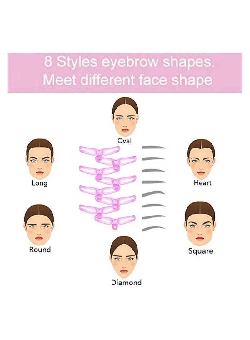 Eyebrow Stamp Stencil Kit Eyebrow Stencils Eyebrow Shaping Kit 8 Styles Reusable Eyebrow Stencil with Handle and Strap Washable - Image 2