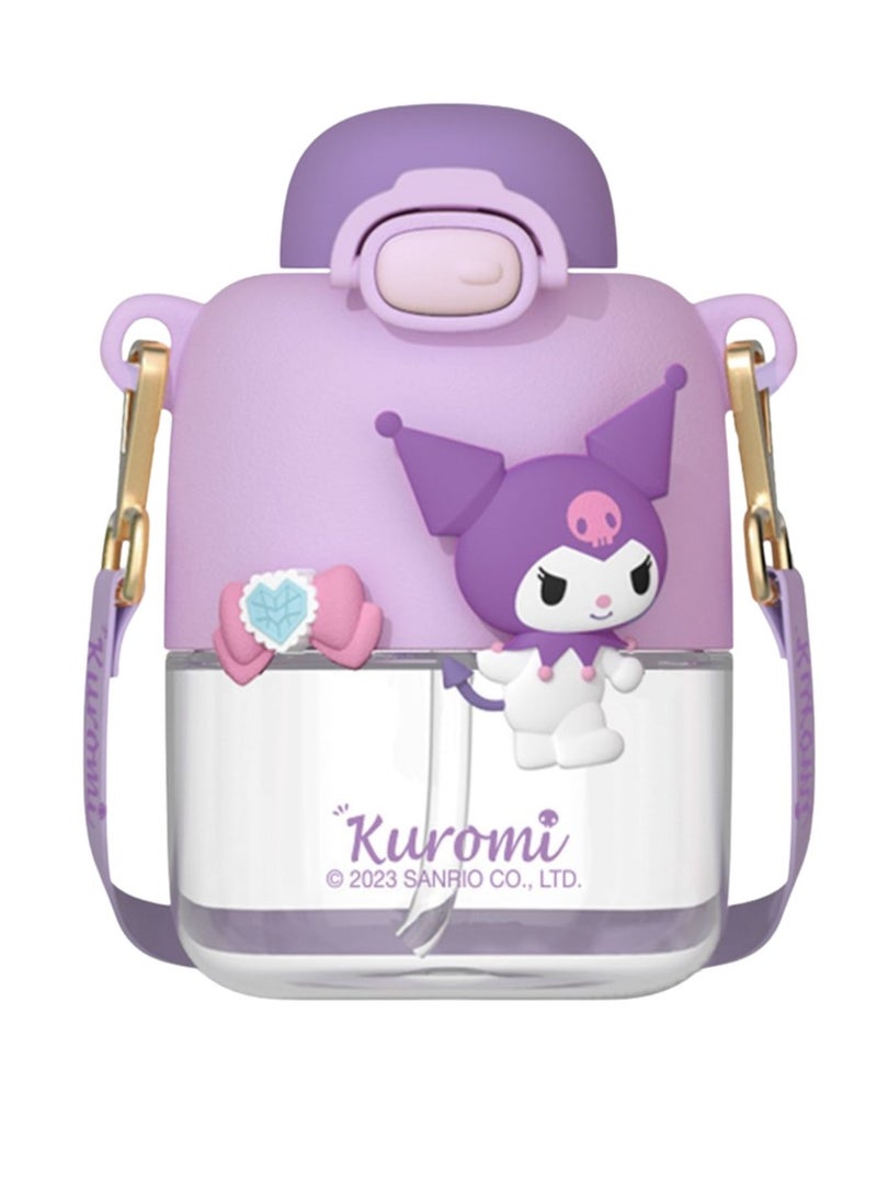 Kawaii Straw Cup Sanrio Kuromi Double Drink water bottle  550ml - Image 1