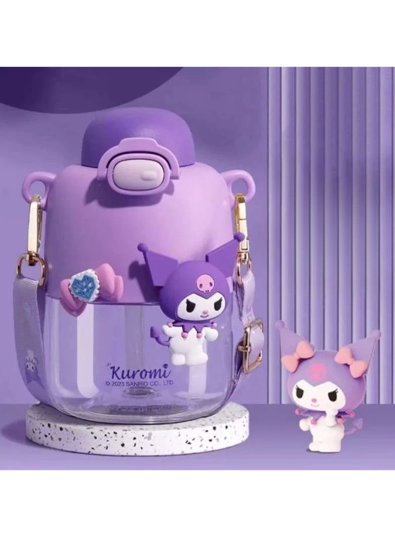Kawaii Straw Cup Sanrio Kuromi Double Drink water bottle  550ml - Image 3