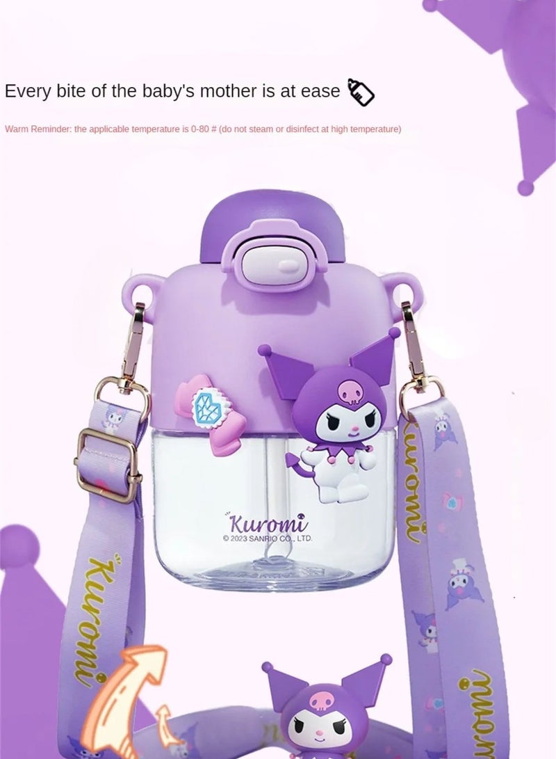 Kawaii Straw Cup Sanrio Kuromi Double Drink water bottle  550ml - Image 4