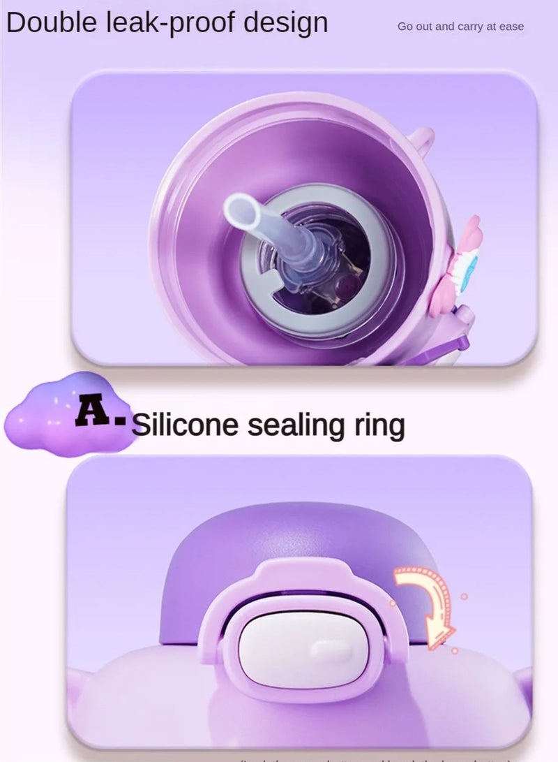 Kawaii Straw Cup Sanrio Kuromi Double Drink water bottle  550ml - Image 5