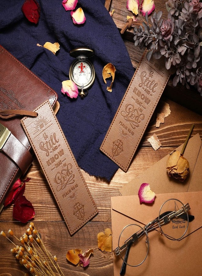 Zonon 2 Pcs Christian Leather Bookmark Father Day Gifts Christian Bookmark Father's Day Inspirational Bible Verse with Tassel Religious Motivational for Women Men Christmas Housekeeper - Image 3