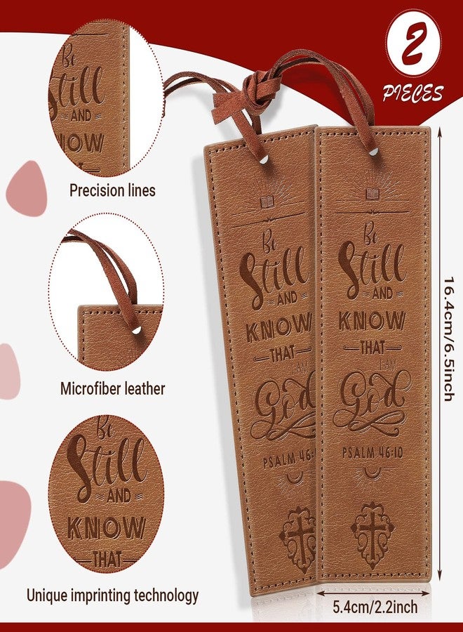Zonon 2 Pcs Christian Leather Bookmark Father Day Gifts Christian Bookmark Father's Day Inspirational Bible Verse with Tassel Religious Motivational for Women Men Christmas Housekeeper - Image 2