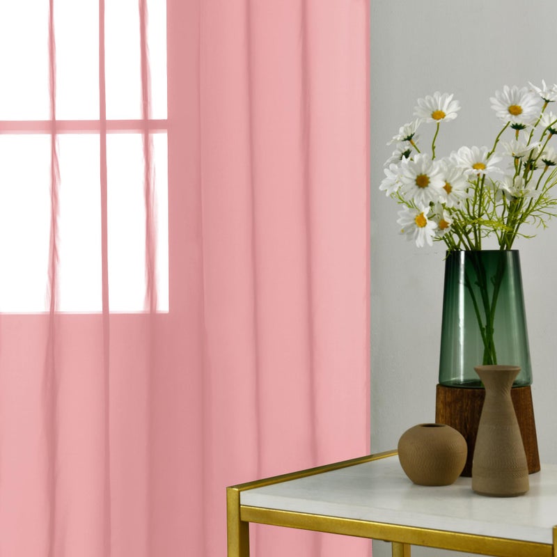 youleyar Solid Sheer Rod Pocket Curtain Voile Draperies 2 Panels White Beige Black Grey Coffee 52 Inch Width 84 Inch Long 1 Pair for Kitchen Bedroom Children Living Room Yard (Blush,52Wï½˜84L) - Image 5
