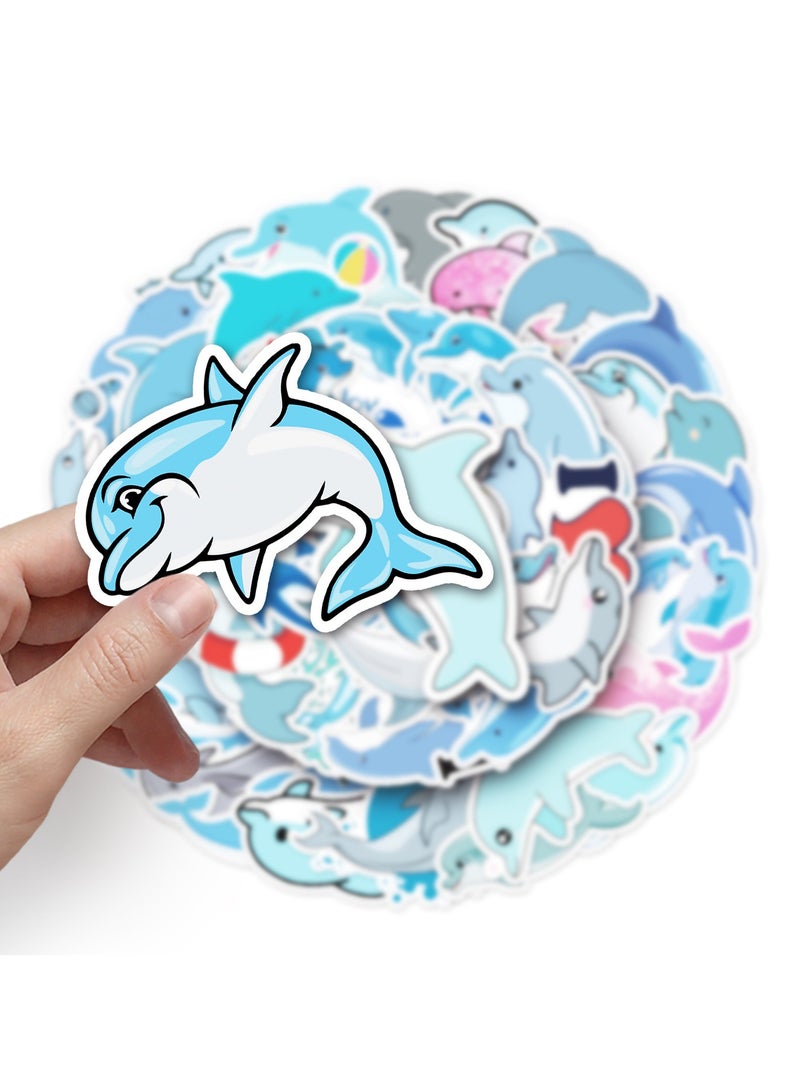 50 قطعة من ملصقات الدلفين اللطيفة على شكل حيوان حوت المحيط ملصقات مقاومة للماء لأجهزة الكمبيوتر المحمول ومصد الصدمات وزجاجات المياه وملصقات الفينيل للهاتف للأطفال والمراهقين - Image 4