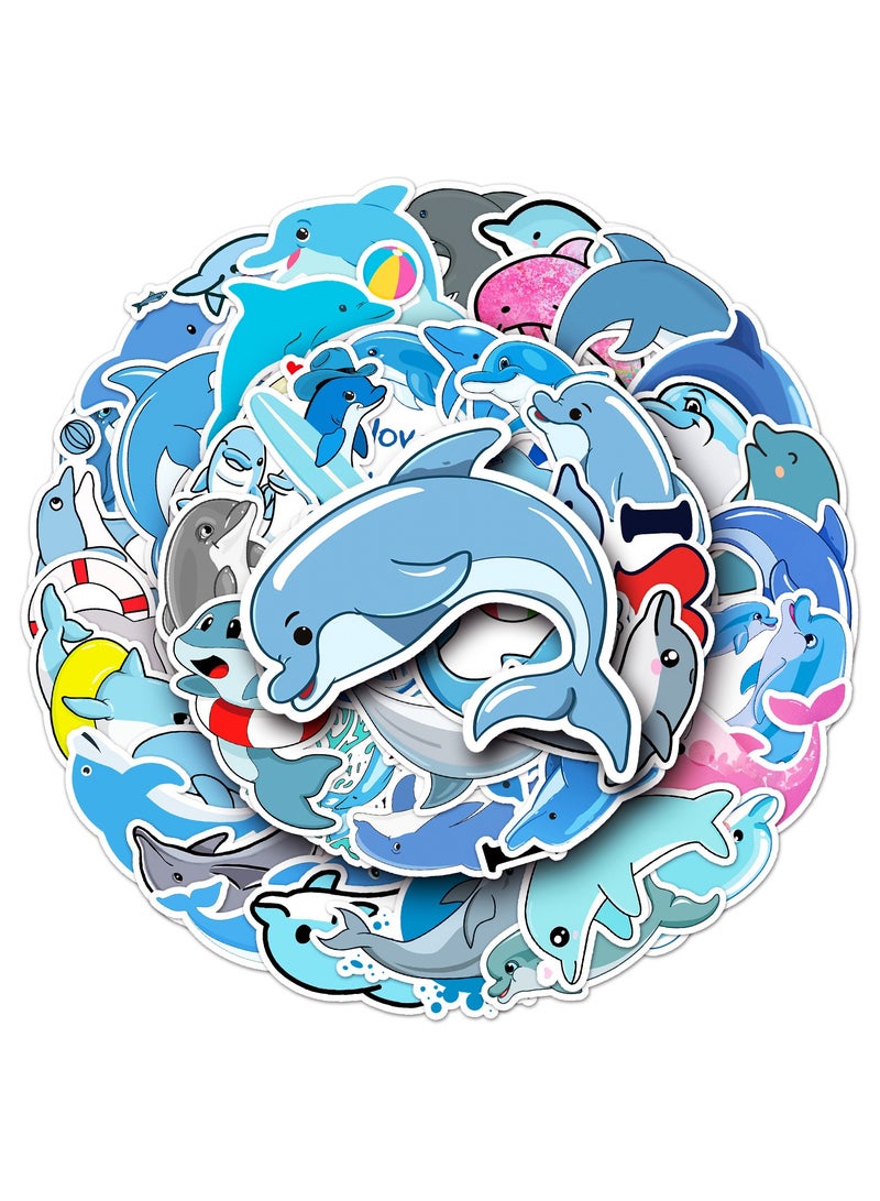 50 قطعة من ملصقات الدلفين اللطيفة على شكل حيوان حوت المحيط ملصقات مقاومة للماء لأجهزة الكمبيوتر المحمول ومصد الصدمات وزجاجات المياه وملصقات الفينيل للهاتف للأطفال والمراهقين - Image 1