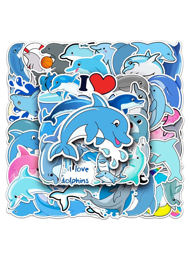 50 قطعة من ملصقات الدلفين اللطيفة على شكل حيوان حوت المحيط ملصقات مقاومة للماء لأجهزة الكمبيوتر المحمول ومصد الصدمات وزجاجات المياه وملصقات الفينيل للهاتف للأطفال والمراهقين - Image 5