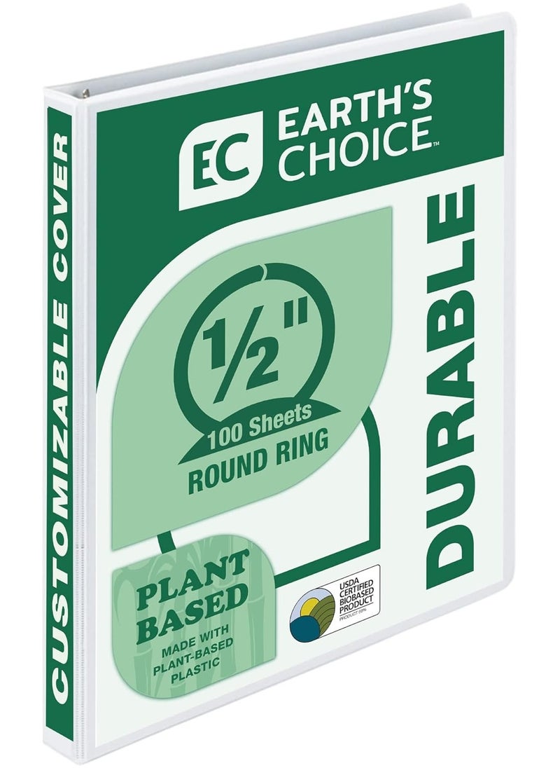 Samsill Samsill Plant-Based 0.5 Inch Durable Round Ring, Made in USA, View Binder, Eco-Friendly, USDA Certified Biobased, Single, White  - Image 1