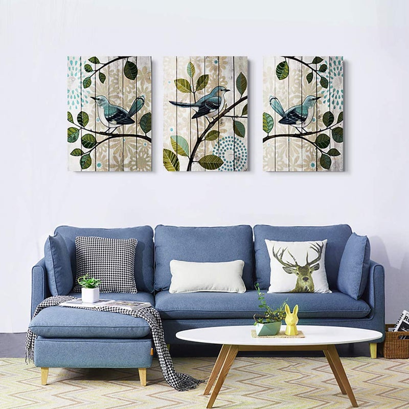 TTHYUEWS Bird On The Branch 3 Piece Abstract Canvas Wall Art For Living Room Wall Decor For Bedroom Kitchen Decorations Abstract Hang Posters Canvas Prints Artwork Modern Framed Bathroom Home Decoration - Image 4