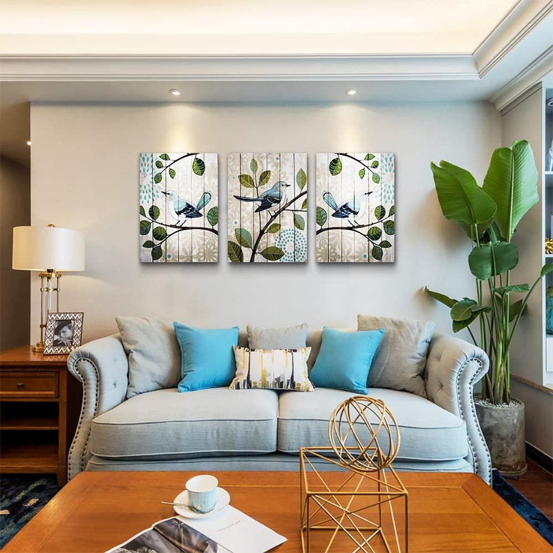 TTHYUEWS Bird On The Branch 3 Piece Abstract Canvas Wall Art For Living Room Wall Decor For Bedroom Kitchen Decorations Abstract Hang Posters Canvas Prints Artwork Modern Framed Bathroom Home Decoration - Image 3
