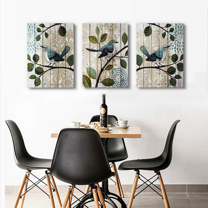 TTHYUEWS Bird On The Branch 3 Piece Abstract Canvas Wall Art For Living Room Wall Decor For Bedroom Kitchen Decorations Abstract Hang Posters Canvas Prints Artwork Modern Framed Bathroom Home Decoration - Image 5