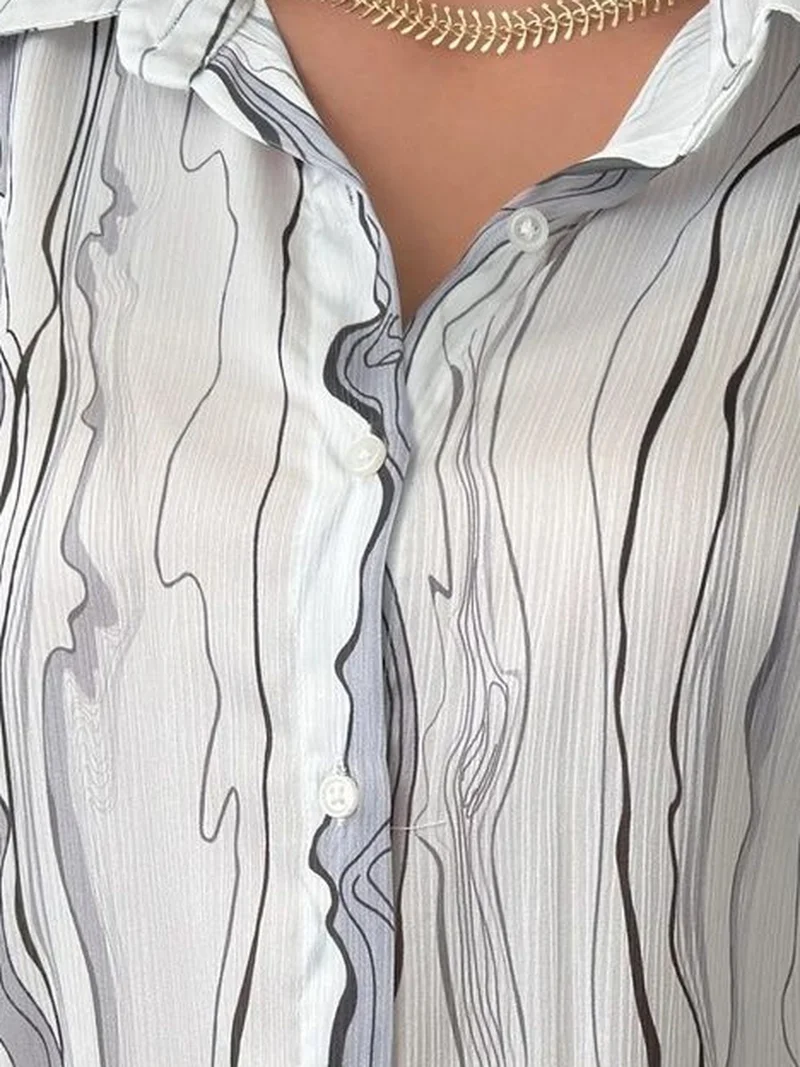 My Fashion Black MY FASHION Abstract Printed Poplin Button-Up Shirt for Women | Best Price UAE