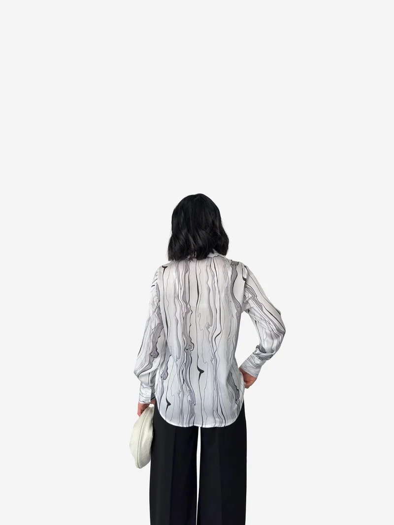 MY FASHION Abstract Printed Poplin Button-Up Shirt